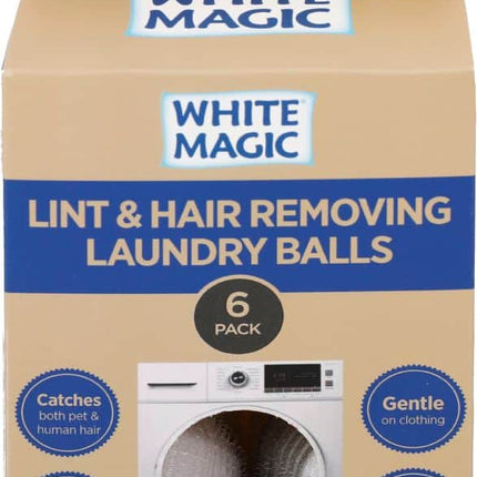 WHITE MAGIC LAUNDRYBALL LINT&HAIR REMOVING 6PK