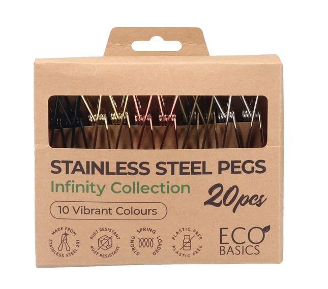 WHITE MAGIC – ECO BASICS LAUNDRY PEGS STAINLESS STEEL 20PK