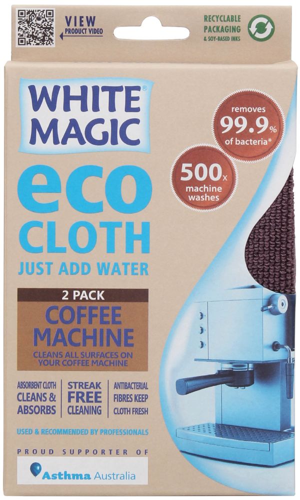 WHITE MAGIC COFFEE MACHINE CLOTHS 2PK