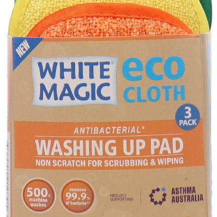 WHITE MAGIC ECO CLOTH WASHING UP PAD 3PACK CITRUS