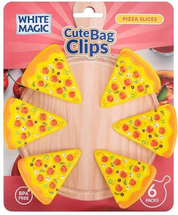 WHITE MAGIC CUTE BAG CLIPS PIZZA SLICES 6PACK