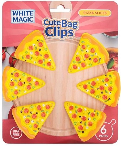 WHITE MAGIC CUTE BAG CLIPS PIZZA SLICES 6PACK