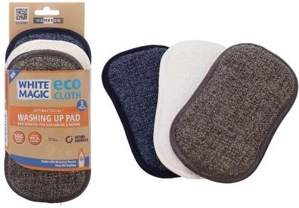 WHITE MAGIC ECO CLOTH WASHING UP PAD 3PACK HAMPTON