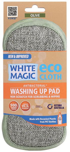WHITE MAGIC ECO CLOTH WASHING UP PAD OLIVE