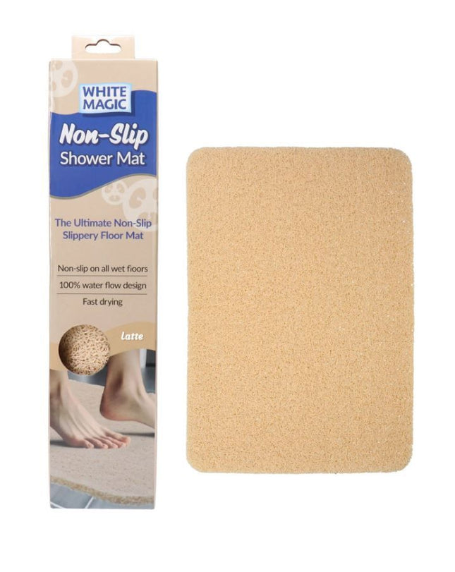 WHITE MAGIC NON-SLIP SHOWER MAT LATTE
