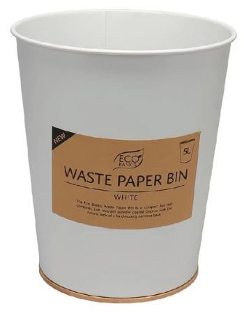 ECO BASICS WASTE PAPER BIN 5L – WHITE
