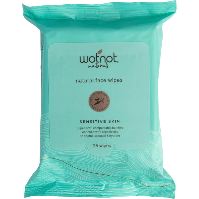 WOTNOT Natural Face Wipes Sensitive 25pk | Personal Wipe