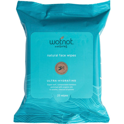 WOTNOT Natural Face Wipes Ultra-hydrating 25pk | Tea