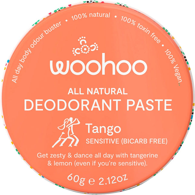 WOOHOO BODY Deodorant Paste Tin Tango Sensitive Bicarb Free 60g