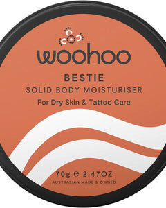WOOHOO BODY Bestie Solid Body Moisturiser Tin Dry Skin & Tattoo Care 70g | Face Moisturiser
