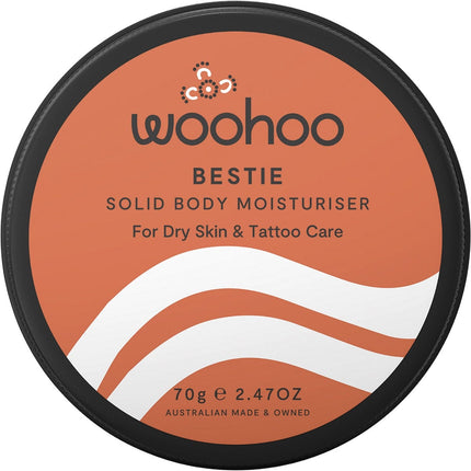 WOOHOO BODY Bestie Solid Body Moisturiser Tin Dry Skin & Tattoo Care 70g | Face Moisturiser