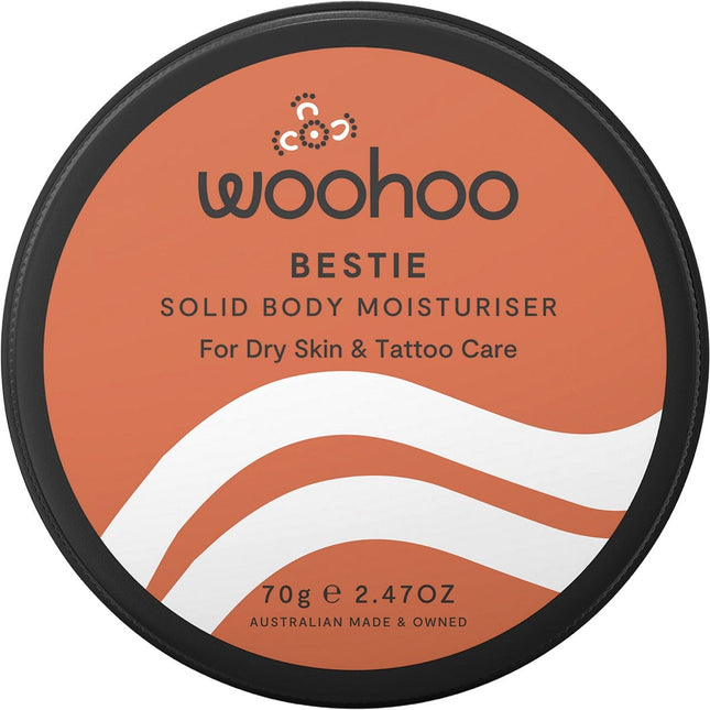 WOOHOO BODY Bestie Solid Body Moisturiser Tin Dry Skin & Tattoo Care 70g | Face Moisturiser