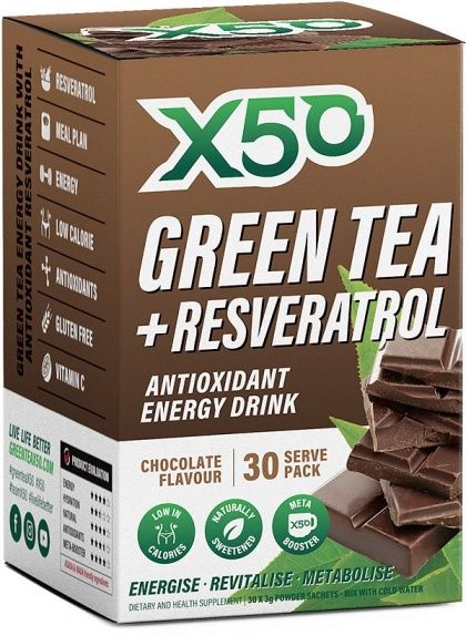 X50 GREEN TEA + RESVERATOL CHOCOLATE 30 SACHETS