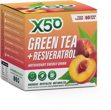 X50 GREEN TEA + RESVERATOL PEACH 60 SACHETS