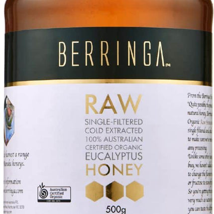 BERRINGA HONEY EUCALYPTUS RAW ORGANIC 500G
