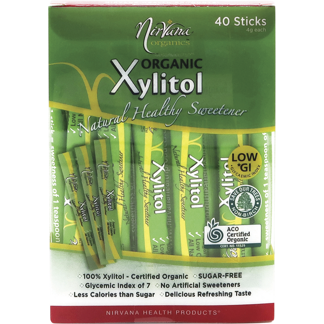 Nirvana Organics Certified Organic Xylitol Sticks 40 x 4g