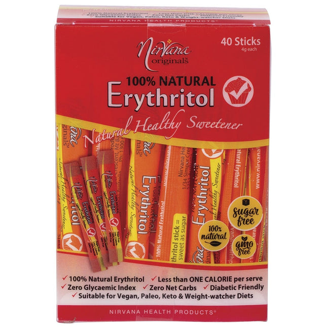 NIRVANA ORIGINALS Erythritol 100% Natural Sticks 40x4g | Baking Ingredient
