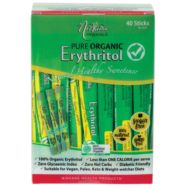 Nirvana Organics Erythritol Pure Organic Sticks 40 x 4g