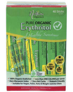 NIRVANA ORGANICS Erythritol Pure Organic Sticks 40x4g | Baking Ingredient