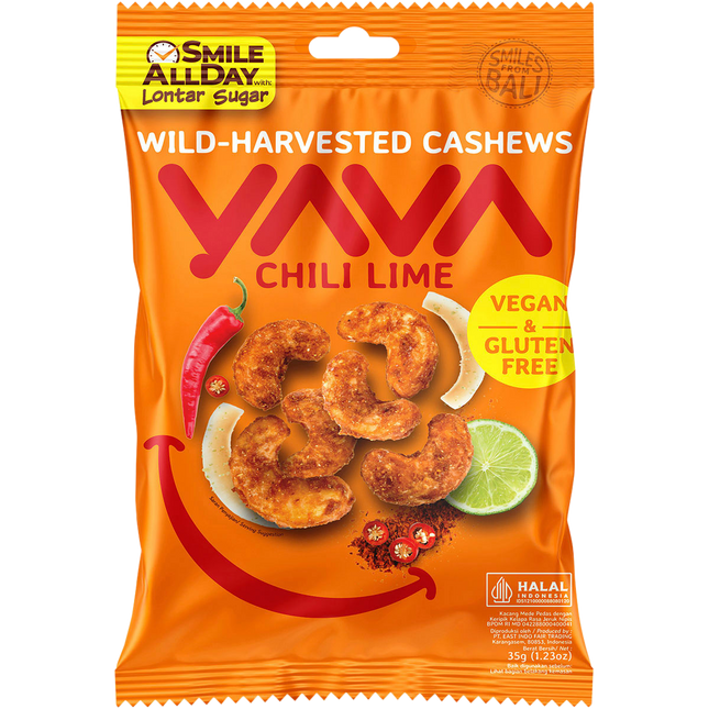 YAVA Wild Harvested Cashews Chili Lime 10 x 35g