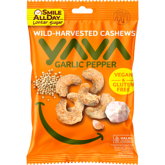 YAVA Wild-Harvested Cashews Garlic Pepper 10x35g