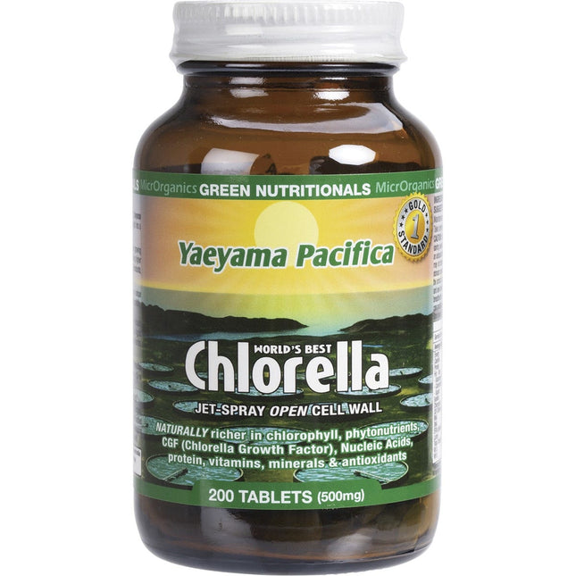 GREEN NUTRITIONALS Yaeyama Pacifica Chlorella Tablets 500mg 200 Tabs | Algae Supplement