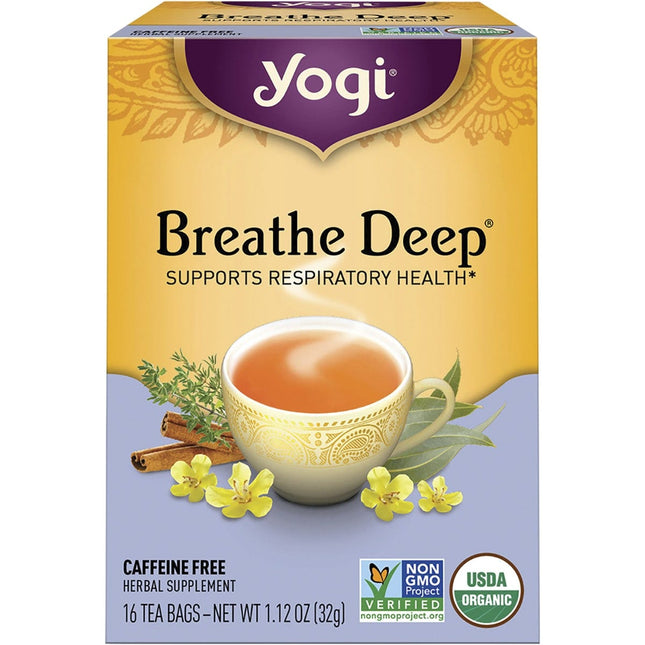 YOGI TEA Herbal Tea Bags Breathe Deep 16pk | Cleaning Brush