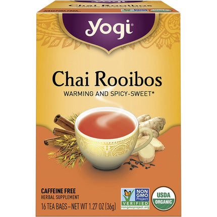 YOGI TEA Herbal Tea Bags Chai Rooibos 16pk