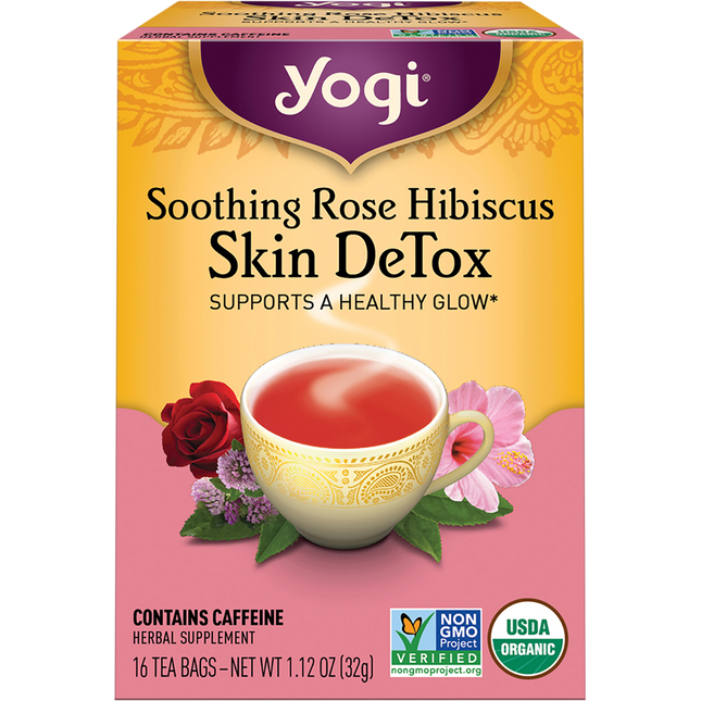 Yogi Tea Rose Hibiscus Skin DeTox Herbal Tea Bags 16pk