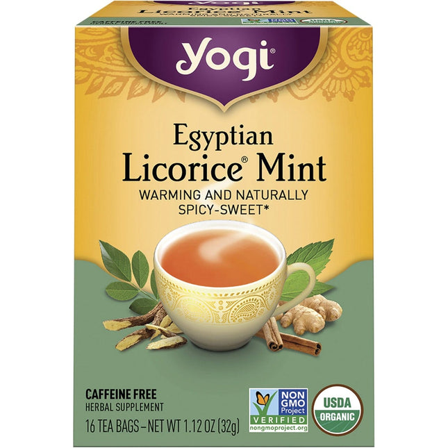 YOGI TEA Herbal Tea Bags Egyptian Licorice Mint 16pk | Reusable Coffee Cup