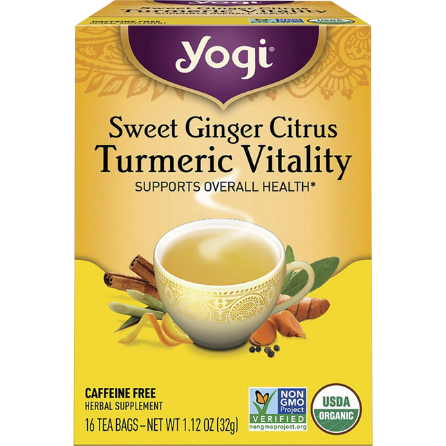 Yogi Tea Sweet Ginger Citrus Turmeric Vitality Herbal Tea Bags 16pk