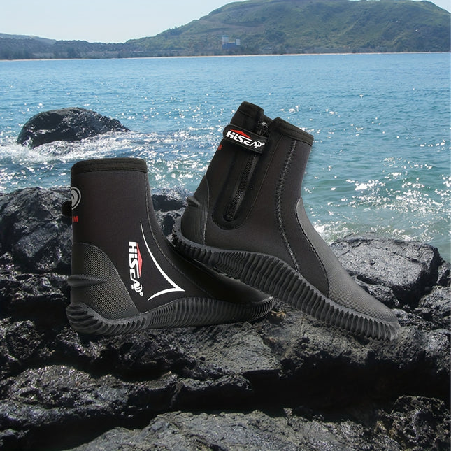 Unisex High-Top Diving Boots - Non-Slip, Zipper Closure for Water Sports