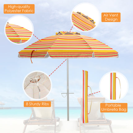 TANGKULA UPF50+ Waterproof Beach Canopy Umbrella - Adjustable Tilt, Durable Frame, Includes Carry Bag