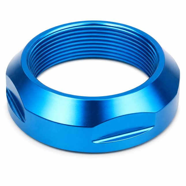 Bike Lock Nut for 1 1/8 Inch Headsets Blue Alloy