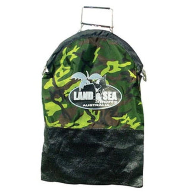 Land & Sea Camo Auto Spring Close Catch Bag For Diving & Spearfishing product image showing gear bag view 2
