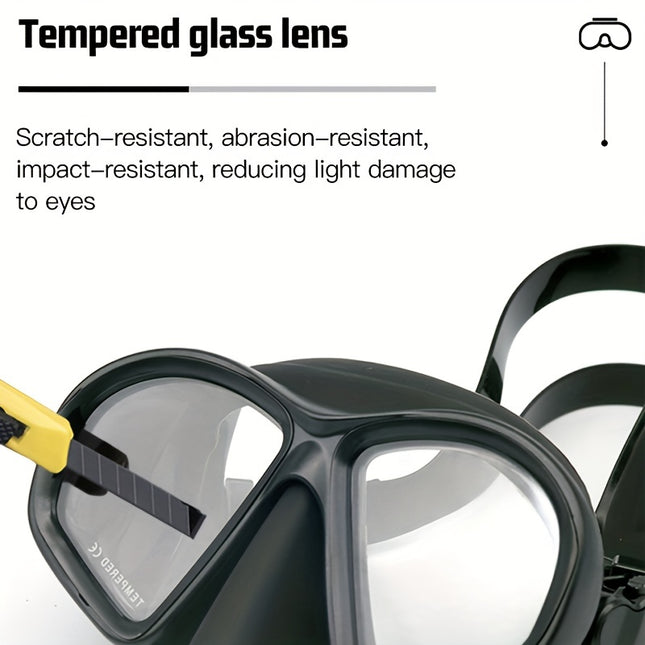 Low Volume Freediving Mask with Camera Mount - Tempered Glass, Black