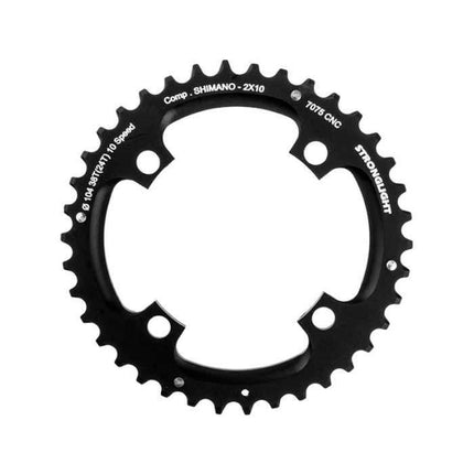 CHAINRING - MTB "STRONGLIGHT" 38T - SHIMANO, 104/64 - 2X10, 7075-T6 BLACK, 2x10 speed, 104 BCD, Outer not threaded, 38T, 4 arms