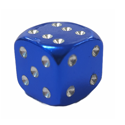 BICYCLE PARTS - VALVE CAP DICE ALLOY BLUE 12MM A/V