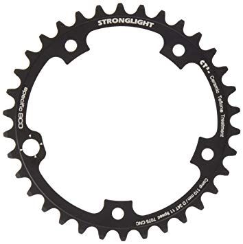BICYCLE PARTS - CHAINRING - ROAD STRONGLIGHT , 34T, 7075 CNC BLACK CT2 CAMPAG - 110MM BCD, 5 HOLE FOR 11 SPD