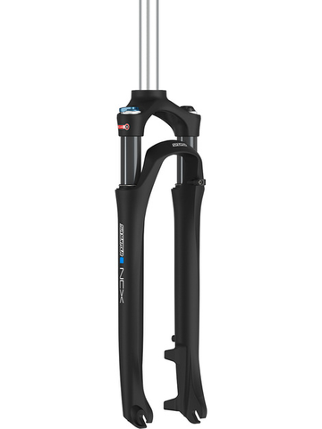 BICYCLE PARTS - SUSPENSION FORK 700C, THREADLESS, NCX - D - COIL RL, 1 1/8. 9MM DROP OUTS. DISC AND V BRAKE. 63MM TRAVEL, 30MM STANCHIONS. MAGNESIUM LOWERS. CROMO STEERER