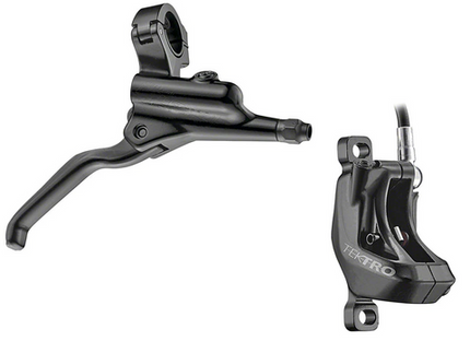 BICYCLE PARTS - HYDRAULIC REAR DISC BRAKE KIT - TEKTRO HD - M750 4 PISTON, (2.3MM ROTOR NOT INCLUDED) FORGED ALLOY CALIPER, ALLOY MASTER/LEVER, EXTERNAL REACH ADJUSTMENT, 1900MM HOSE, W/O ROTOR, BLACK