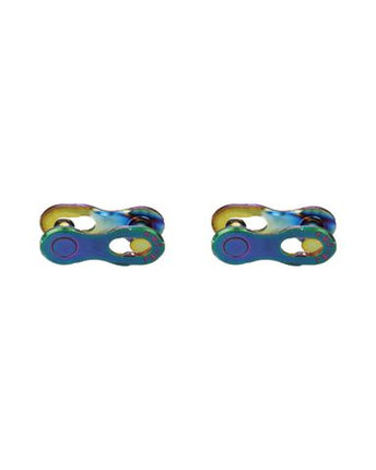 KMC Aurora 11 Speed Chain Connector Link - Rainbow Iridescent Metal Master Link For Cycling - 2 Piece Set