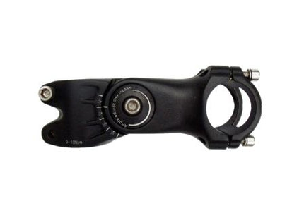 BICYCLE PARTS - ADJUSTABLE AHEAD STEM - 90MM EXT, - 20 TO 60 DEGREE, 28.6MM DIA., 31.8MM BB, BLACK