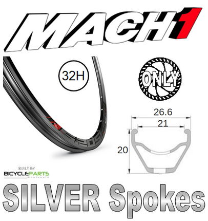Mach1 Mach 1 29er Bicycle Wheel Set Front Dynamo Hub Black Silver Rim Disc Brake Compatible