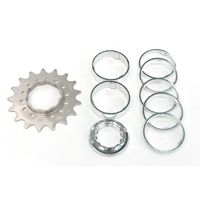 BICYCLE PARTS - CONVERSION KIT - SINGLE SPEED, FLANGED CR - MO DRIVE RING, 17T LOCK RING & ALLOY SPACERS (7 SPACERS + LOCKRING)