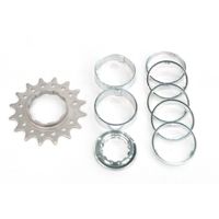 BICYCLE PARTS - CONVERSION KIT - SINGLE SPEED, FLANGED CR - MO DRIVE RING, 16T LOCK RING & ALLOY SPACERS (7 SPACERS + LOCKRING)