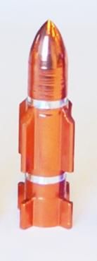 BICYCLE PARTS - VALVE CAP ATOMIC ROCKET ORANGE, A/V