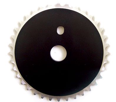 BICYCLE PARTS - CHAIN RING 1/2 X 1/8 X 36T, 7MM THICK, FOR BMX, ALLOY, BLACK WITH SILVER TEETH