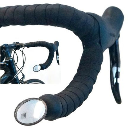 BICYCLE PARTS - MIRROR FOR 'DROP BAR', 1.5 PLASTIC OPTICAL CONVEX LENS, BLACK, ADJUSTABLE ANGLE, EASY FIT