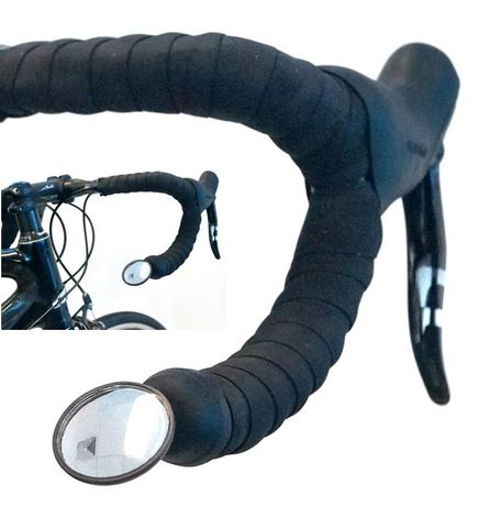 BICYCLE PARTS - MIRROR FOR 'DROP BAR', 1.5 PLASTIC OPTICAL CONVEX LENS, BLACK, ADJUSTABLE ANGLE, EASY FIT